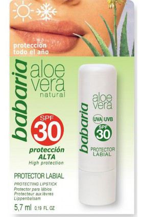 Babaria Lapiz labial &aacute;loe Solar SPF-30 id&oacute;neo para uso corporal
