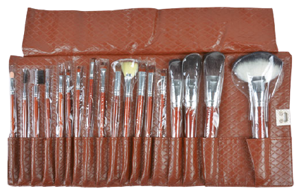 Set Estuche Piel Pinceles Cleissy Brown 18 unidades