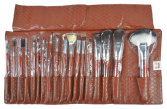 Set Estuche Piel Pinceles Cleissy Brown 18 unidades