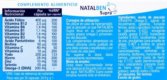 Mujer y Salud República Dominicana - Natalben Supra es un complemento  alimenticio que ayuda a cubrir los requerimientos nutricionales de la mujer  durante el embarazo. Contiene Yodo, Hierro, Acidos grasos Omega 3