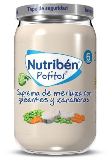 Nutrib&eacute;n Potito Suprema de Merluza con Guisantes y Zanahorias 235 gr