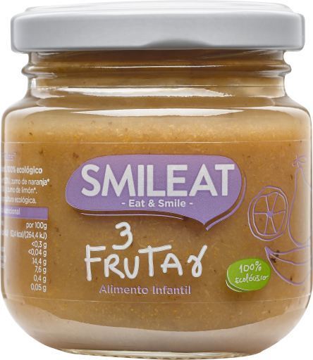 SMILEAT Tarrito de Tres Frutas Ecologico 130 g