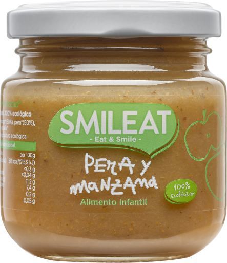 SMILEAT Tarrito de Pera y Manzana Ecologica 130 gr